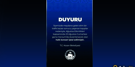 “Kozan’da Hüzün Hakim: Konser Yerine Yas”